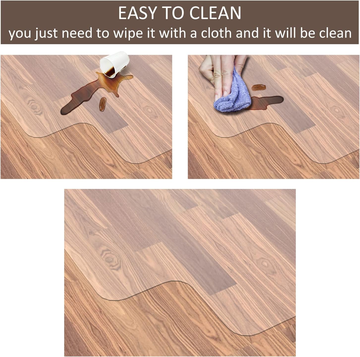 Office Chair Mat for Hardwood Floor, 48”x 36” Clear Floor Protector Mat for Office Chair, Vinyl Desk Chair Mat for Hard Floors, Easy Glide for Chairs