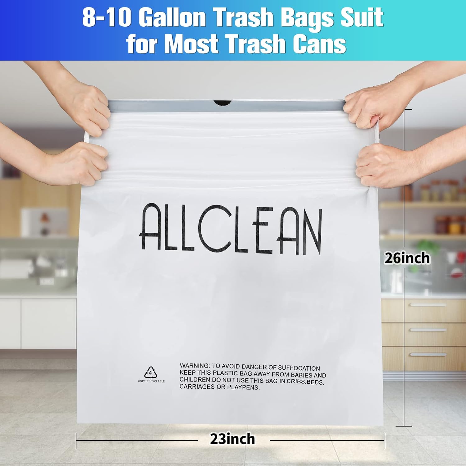 Trash Bags 10 Gallon Medium Kitchen Drawstring Bathroom Garbage Bags, Fit 8-10 Gal Bins,Extra Strong&Leak-Proof,Unscented&Recyclable Trash Can Liners for Bathroom Home Office Garden Lawn