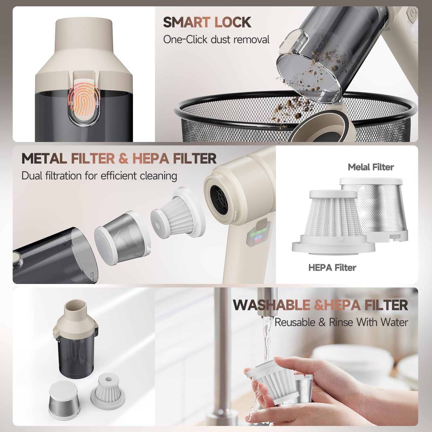 Car Vacuum, Handheld Car Vacuum Cleaner Cordless with Brushless Motor, 20000PA Suction High Power Rechargeable Vacuum Cleaner & Air Duster, 4-in-1 Portable Mini Hand Vacuum Blower with LED Display