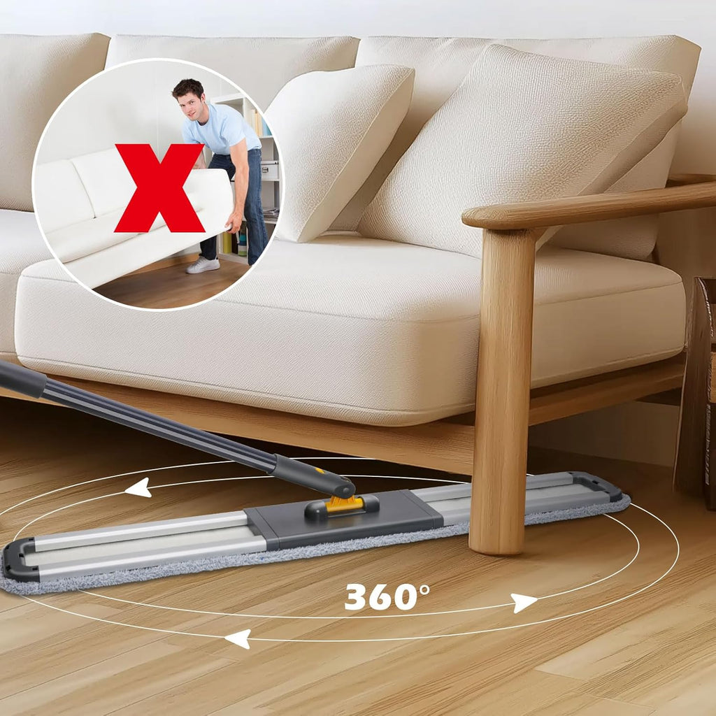 MASTERTOP Commercial Mop, 36'' Large Dust Mop,Heavy Duty Industrial Push Mops with 3 Reusable Microfibre Pads & 62'' Adjustable Handle for Home,Hotel,Mall,Warehouse