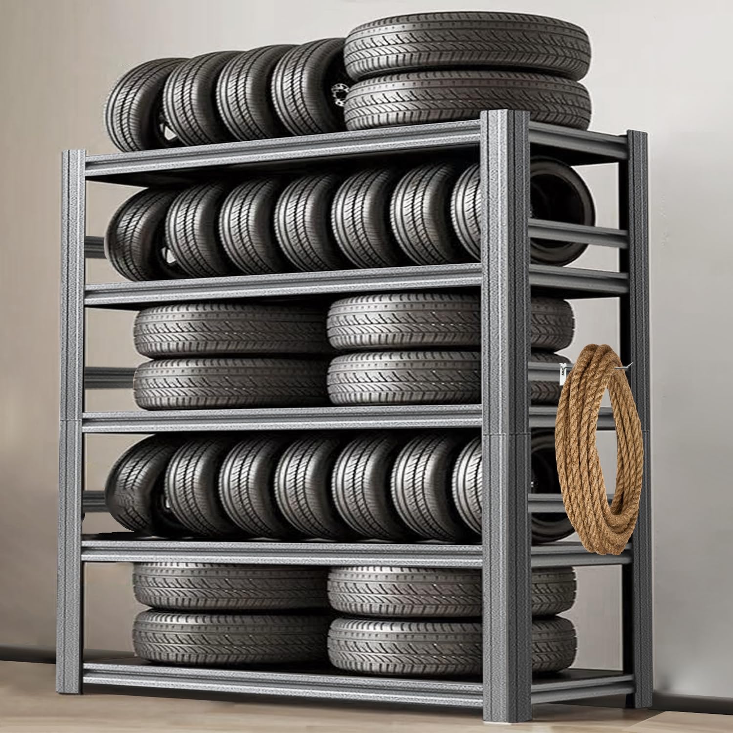 Storage Shelf 5-Tier Garage Shelving, Industrial Shelving with Guardrails, 2500LB Boltless Metal Shelves Heavy Duty for Storage Room, 18" D x 47.2" W x 72" H, Iron Black 3 Pack