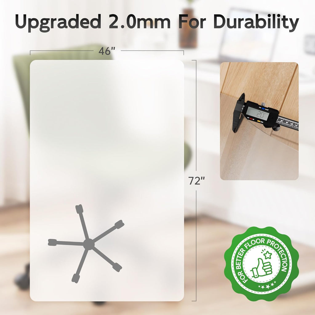 Office Chair Mat for Hardwood Floor, 72" x 46" Clear Computer/Desk Chair Mat for Hard Floor, Thicker, Easy Glide, Non-Slip, Protects Hard Surfaces from Scratches, Ideal for Home or Office