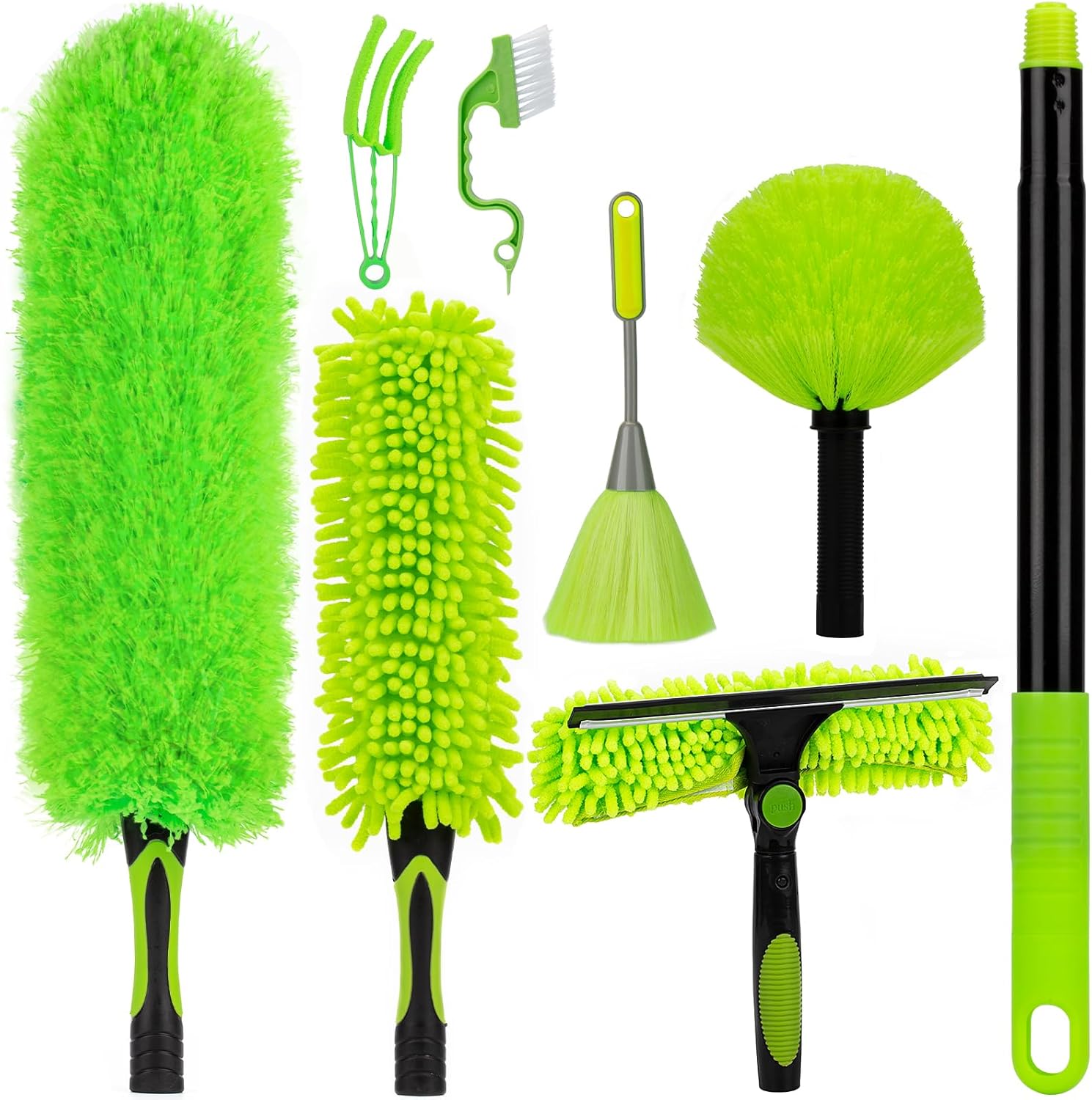 15 Foot Dusters for Cleaning, Duster with Extension Pole 7-15ft, Microfiber Feather Duster Used for Cleaning Ceiling Fan, High Window, Blinds, Shutters, Sofa, Cobweb Duster for Home (14 PCS)