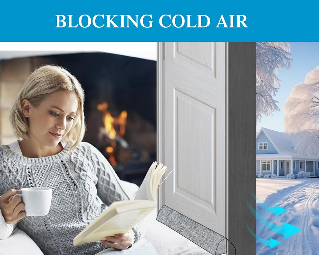 QUOLIX Triangle Under-Door Draft Stopper, 32" Noise Blocker, Weighted Weather Stripping, Gray Cotton & Polyester, Multi-Function Noise & Light Blocker,Gray