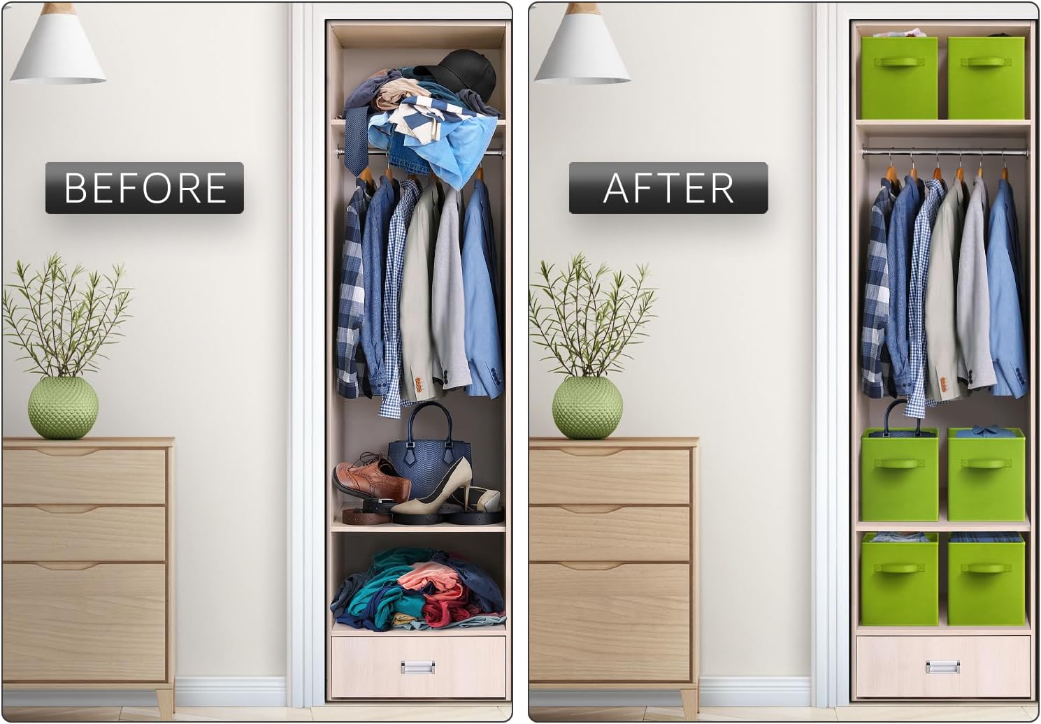 Sorbus 13 Inch Storage Bins - Sturdy Collapsible Fabric Storage Cubes with Handle - 8 Foldable Baskets for Organizing Clothes, Toys, Books - Storage Baskets for Shelves, Closets