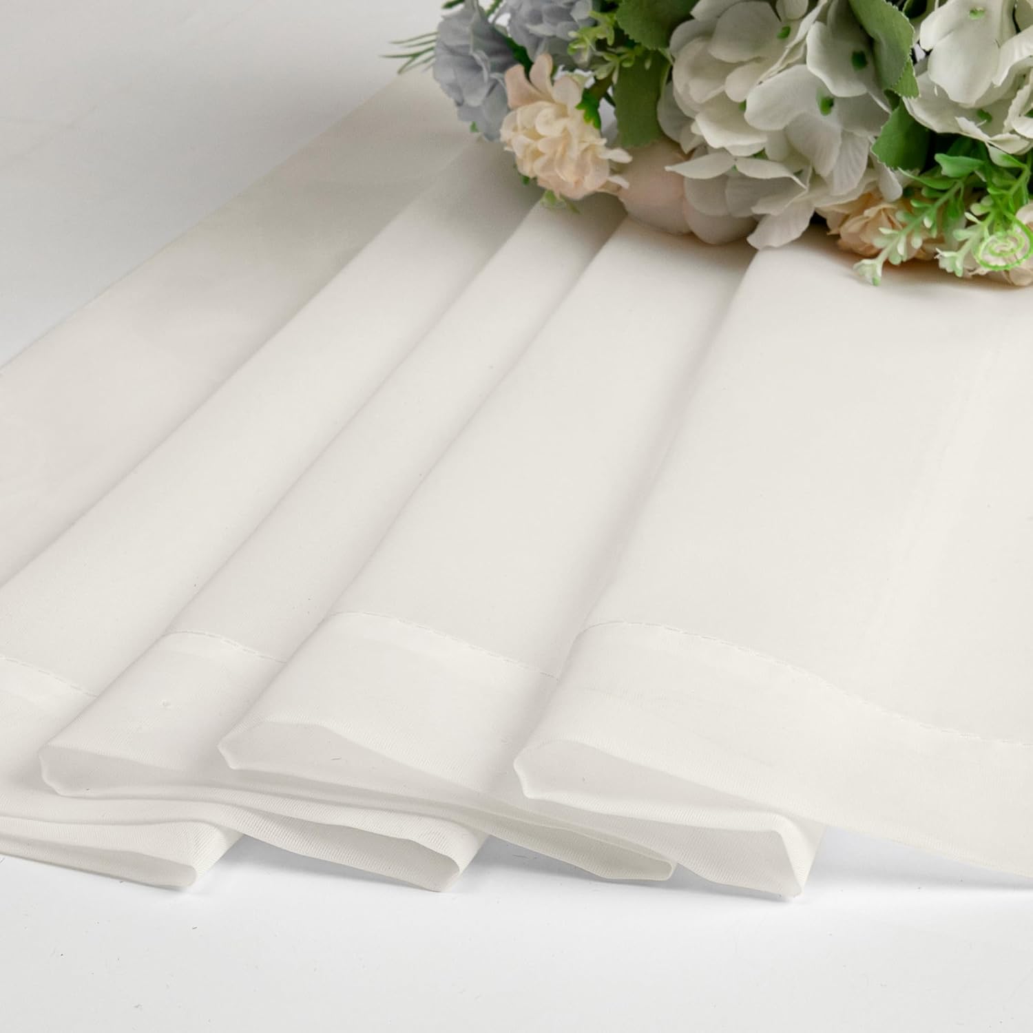 Chyhomenyc Ivory Sheer Curtains 30 inch Length 2 Panels, Light Filtering Voile Rod Pocket Short Window Curtians for Bathroom Living Room Farmhouse Small Windows, 42Wx30L inches