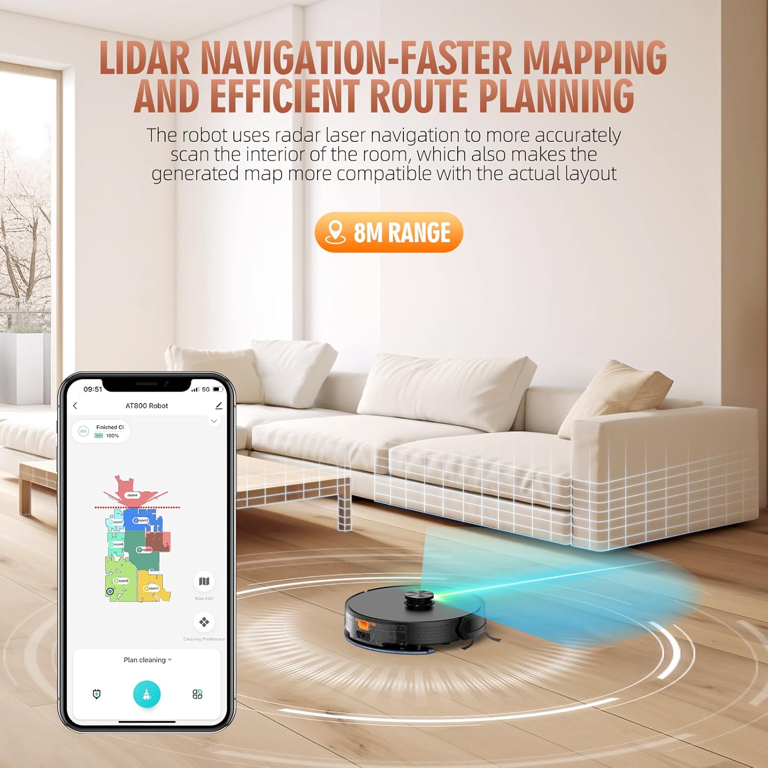 3-in-1 Robot Vacuum and Mop Combo with Self-Emptying Dock for 60 Days，LiDAR Navigation,4500Pa Strong SuctionApp/WiFi/Alexa Control, Self-Charging, Replaceable Dust Bag