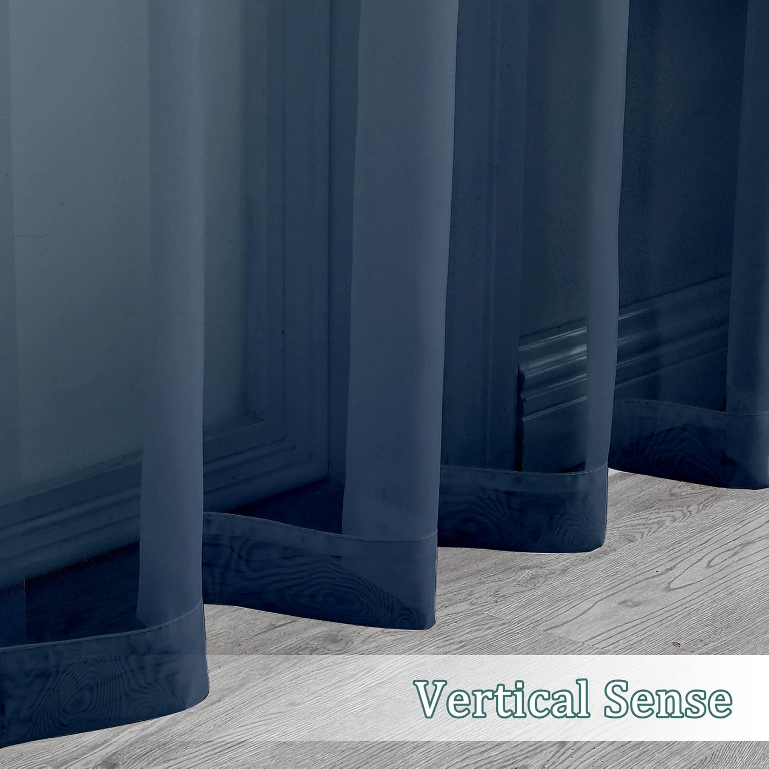 Chyhomenyc Sheer Window Curtains 108 inch Length 2 Panels Set, Airy Soft-Touching Rod Pocket Voile Drapes Backdrops Scarves for Living Room/Bedroom/Hotel/Patio, Each 42 W x 108 L, Navy Blue