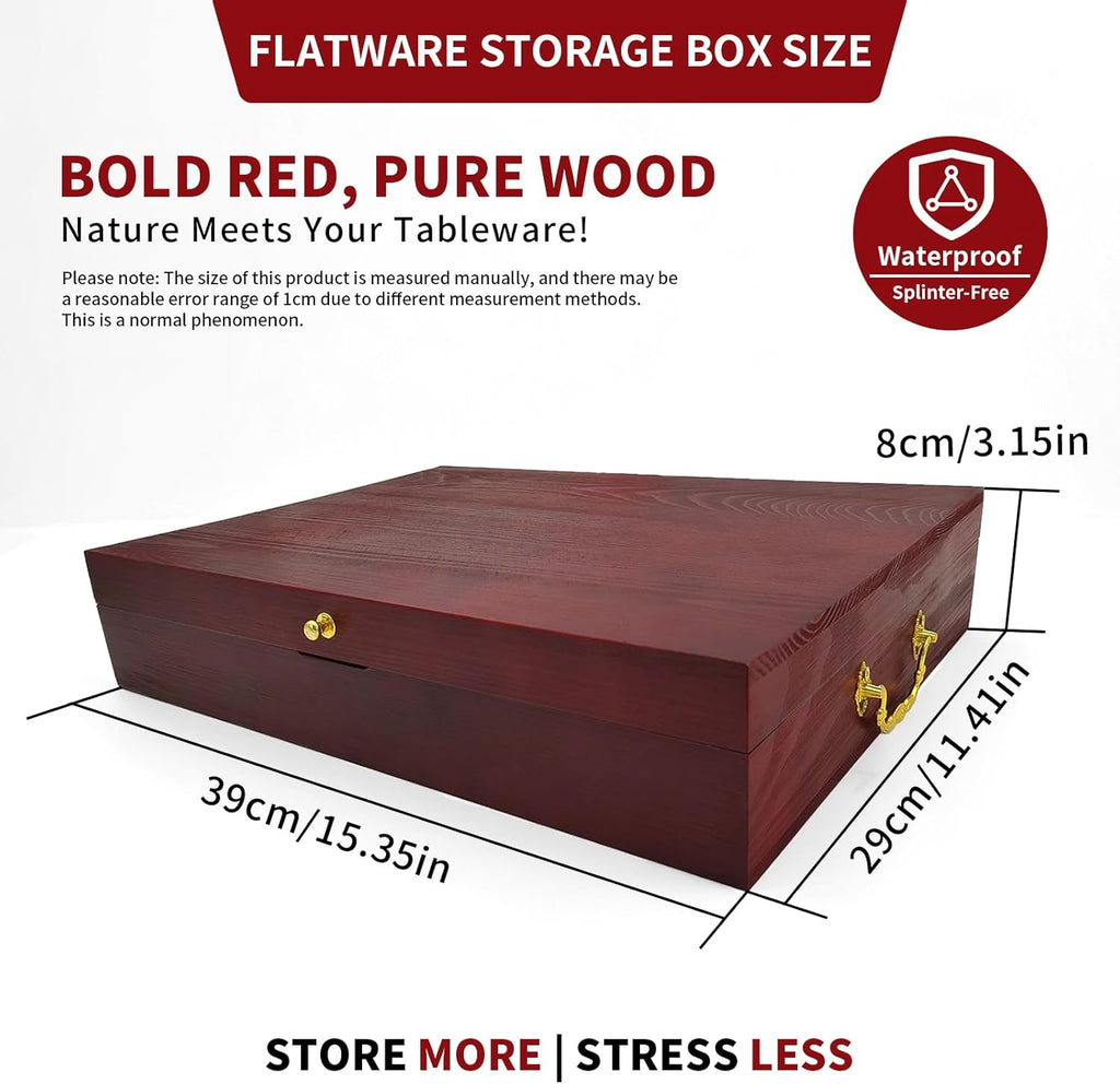 Silverware Storage Box, Kitchen Drawer Organizer, Drawer-containing flap-type storage box, Wood Chest, with Tarnish Proof Felt Lined, Storage Silver Chest for Kitchen (1 layer)