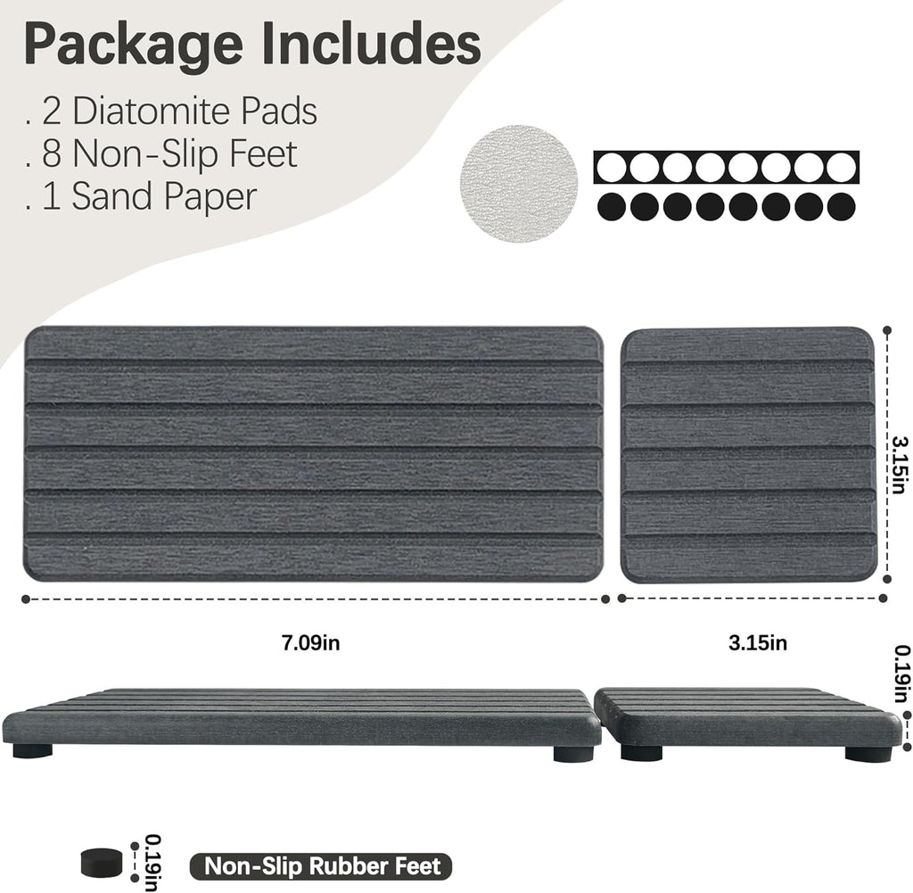 Set of 4 Water Absorbent Diatomite Coasters, Diatomaceous Earth Kitchen Soap Dish, Bathroom Trays, Water Absorbing Stone Used for Hand Soaps & Plants & Toiletries in The Modern Home