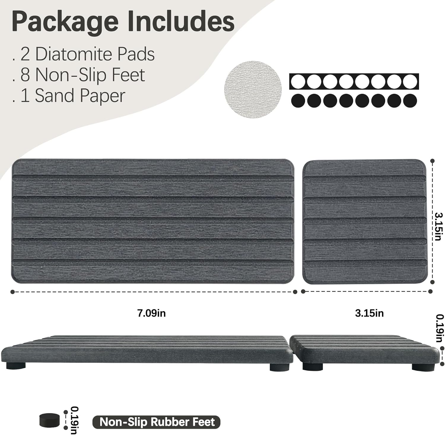 Set of 4 Water Absorbent Diatomite Coasters, Diatomaceous Earth Kitchen Soap Dish, Bathroom Trays, Water Absorbing Stone Used for Hand Soaps & Plants & Toiletries in The Modern Home