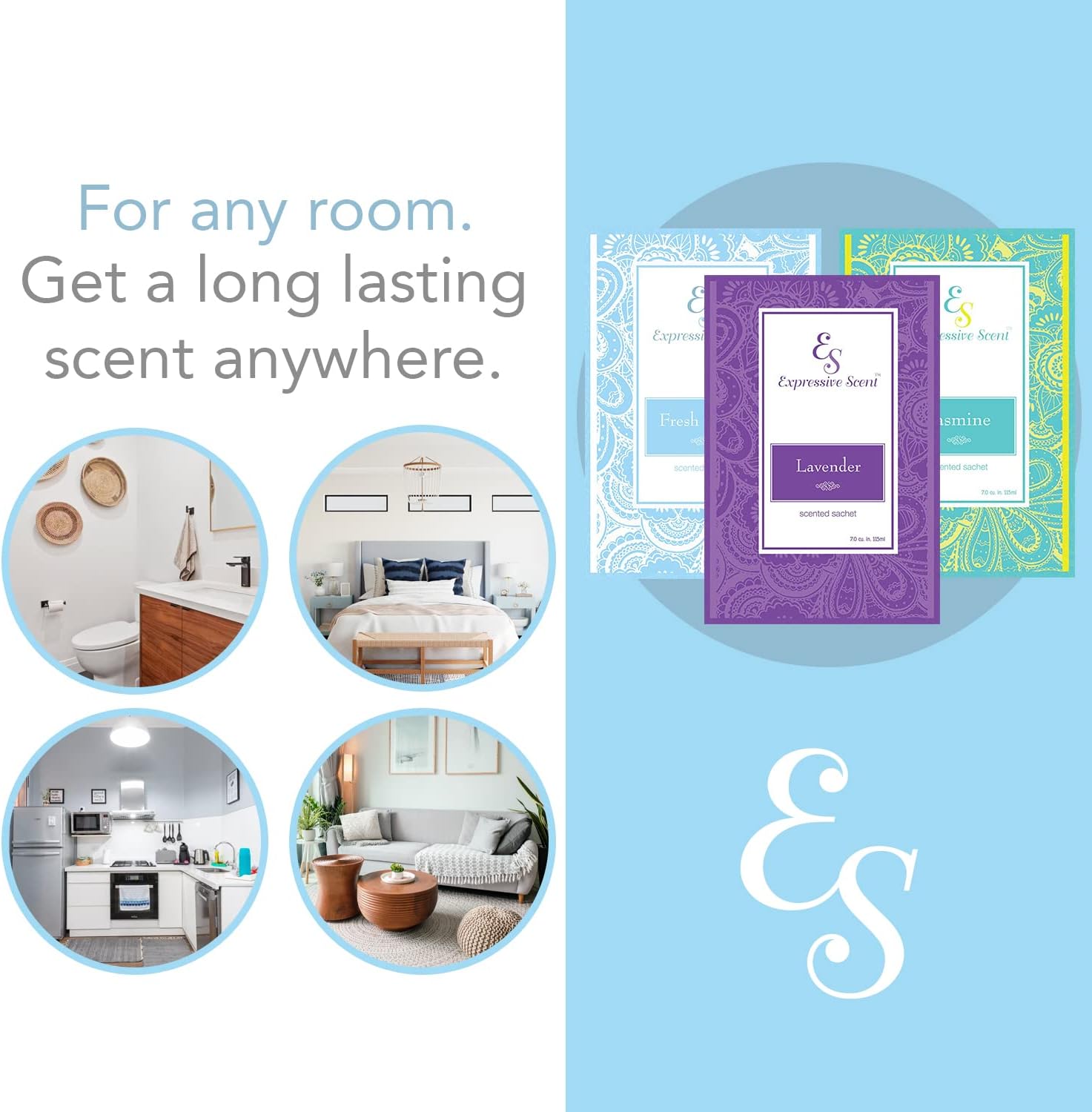 Expressive Scent – Home Fragrance Aromatic Sachets: Premium Long-Lasting Aroma, for Drawers Dressers Closets Car Kitchen, Lavender