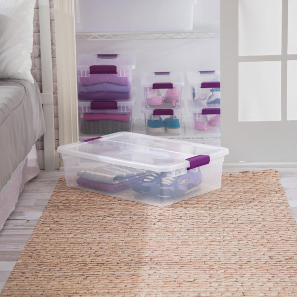 Sterilite 24-Pack ClearView Latch Box, Stackable Storage Organizer Bins for Home, 32 Quart