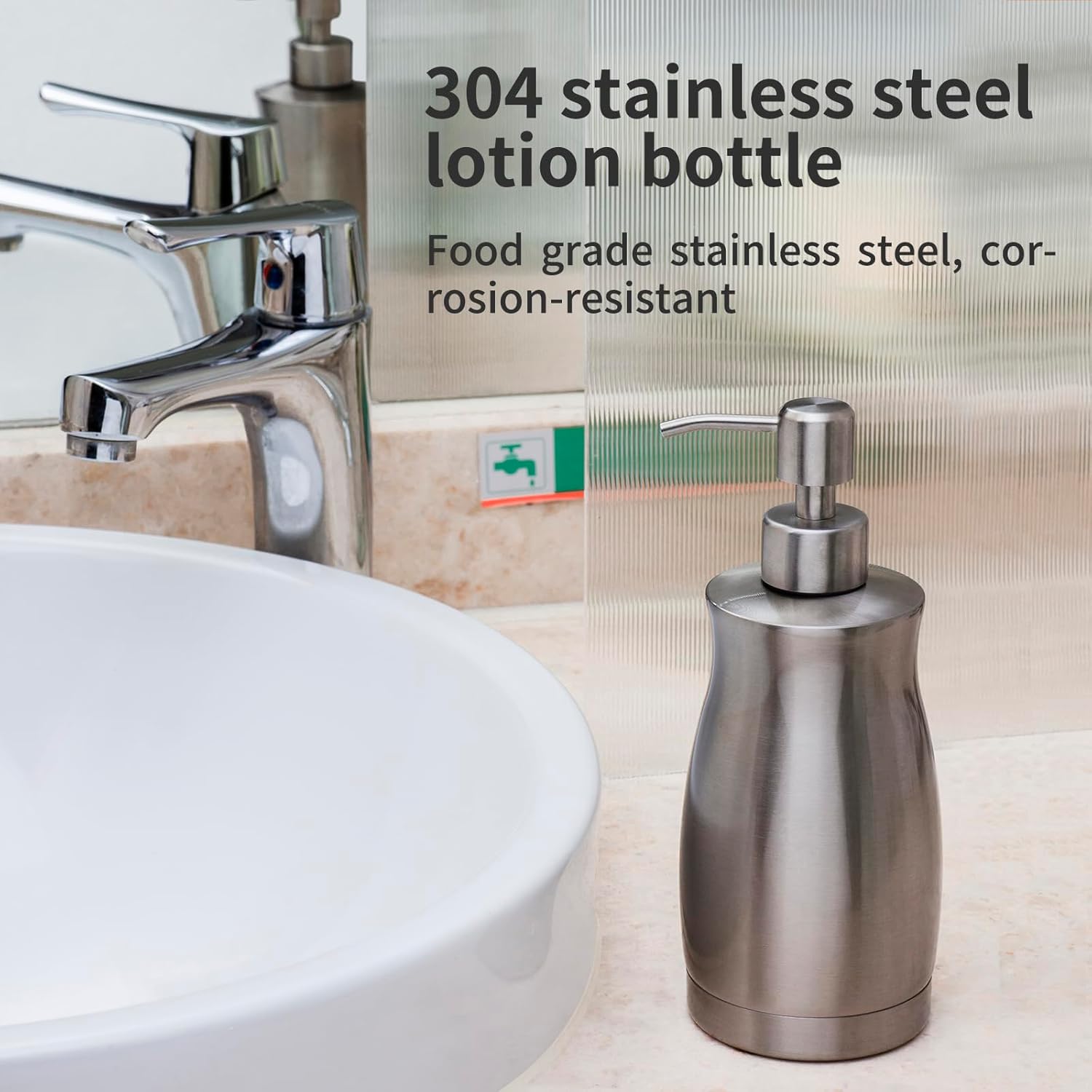 Brushed Stainless Steel Countertop Soap Dispenser Rust and Leak Resistant Hand Soap Pump with Funnel for Kitchen Countertops and Bathroom Dispensers (13.5 oz/400 ml)