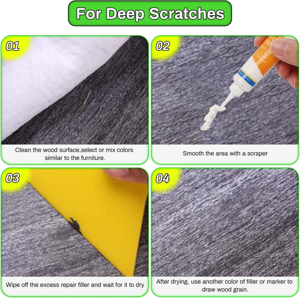 Wood Furniture Repair Kit,24 Colors Wood Fillers,Scratch Repair Covers & Removers for Repairing Scratches,Cracks,Dings and Holes in Cabinets, Cut Panels(Red Series)