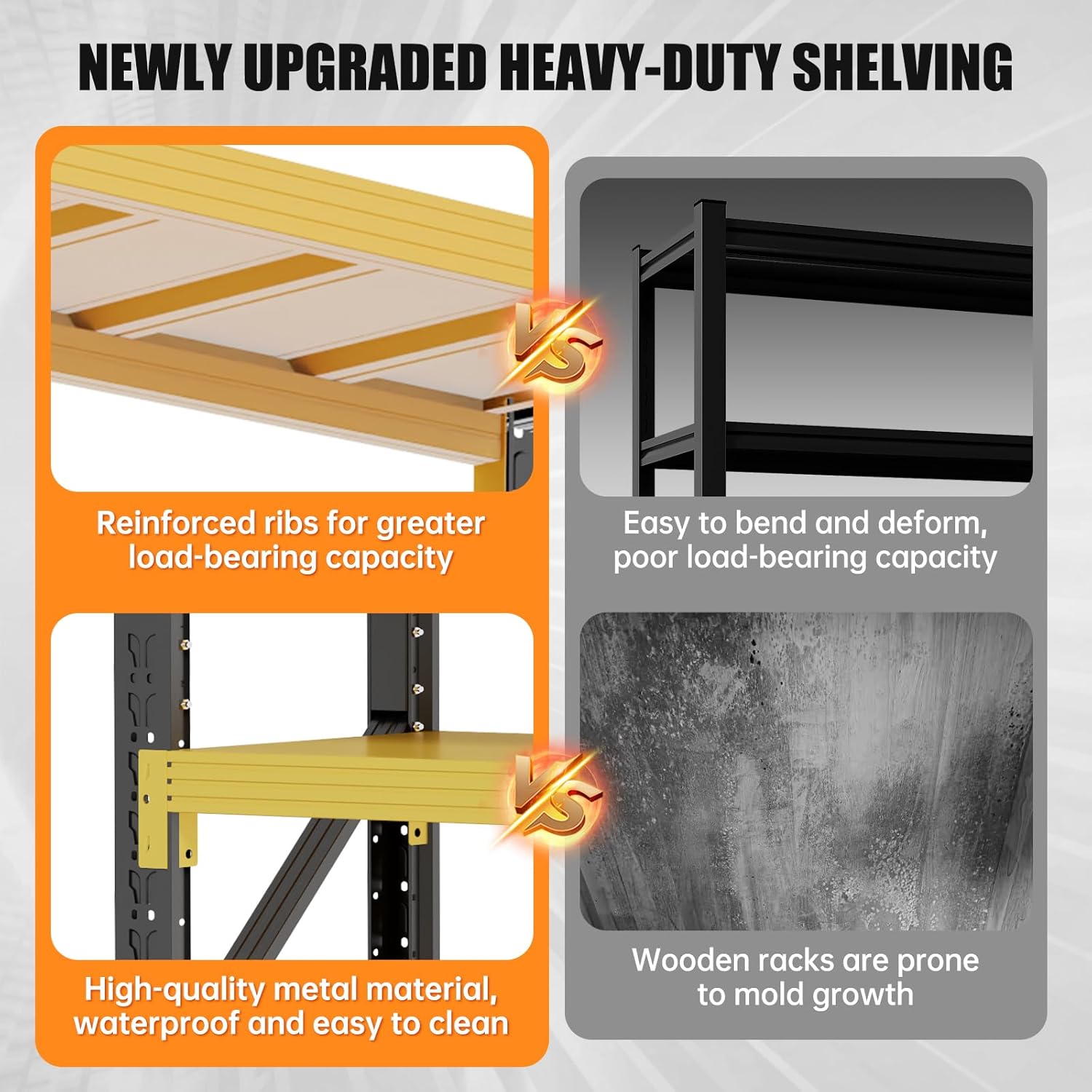 60" W Storage Shelves Heavy Duty, 4 Tier Metal Garage Shelving Units, 5000LBS Heavy Duty Adjustable Shelf, Garage Storage Rack, Industrial Shelving for Shop, Warehouse,60" W x 24" D x 79" H