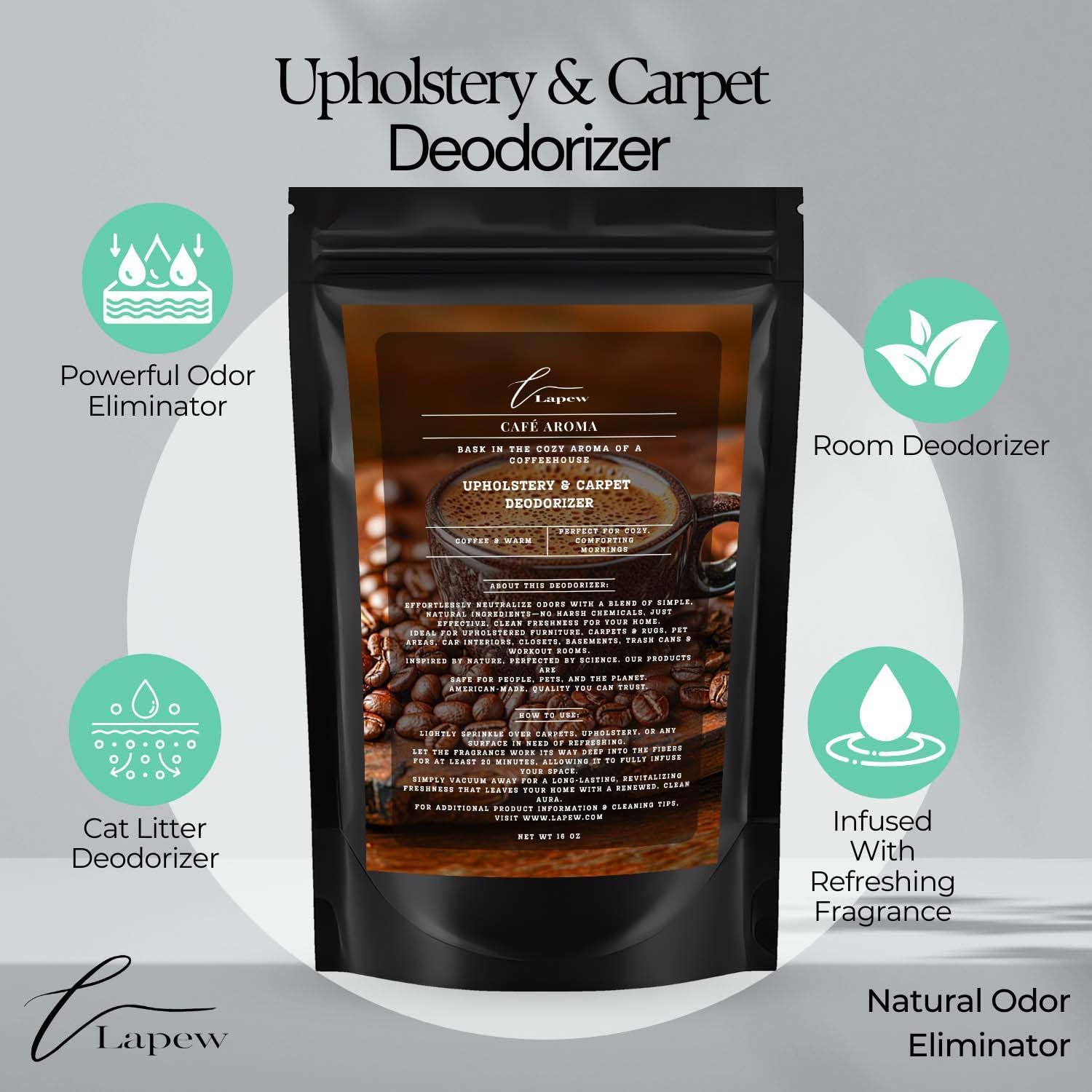 Café Aroma Carpet Freshener Powder: Powerful Odor Eliminator for Home, Upholstery Deodorizer, Carpet Deodorizer, Pet Urine, Cat Litter Box - Café Aroma Fragrance.