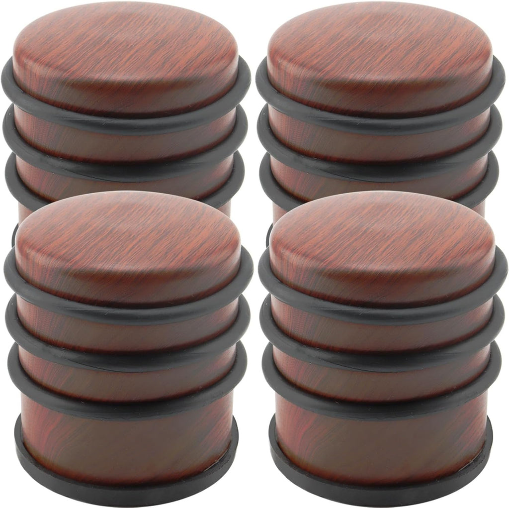 KINJOEK 4 PCS 1KG Heavy Duty No Drill Door Stopper, Stainless Steel Door Stop, Surrounded with Protective Rubber Bands Anti-Slip Door Wedge for Office, Home, Garage, Laundry Door, Brown Te