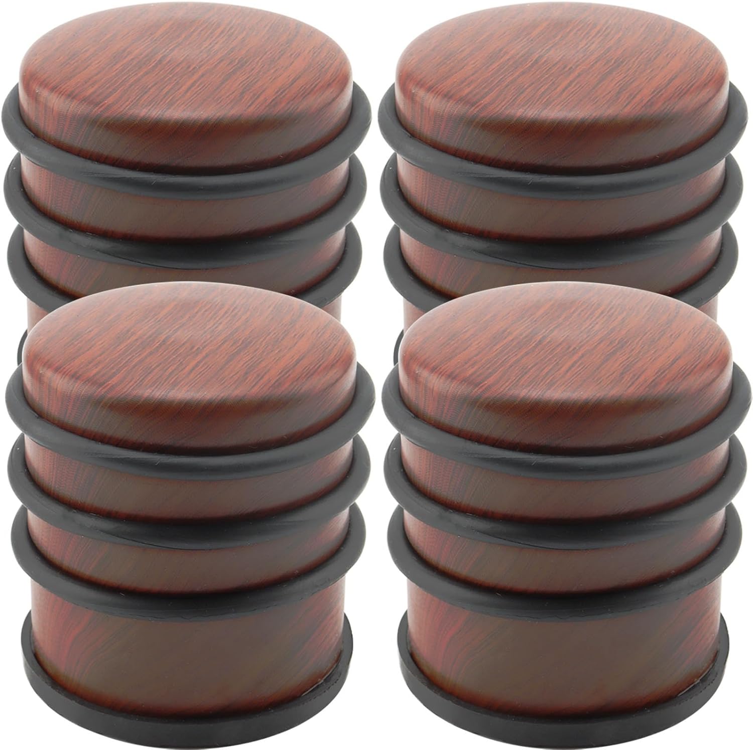 KINJOEK 4 PCS 1KG Heavy Duty No Drill Door Stopper, Stainless Steel Door Stop, Surrounded with Protective Rubber Bands Anti-Slip Door Wedge for Office, Home, Garage, Laundry Door, Brown Te