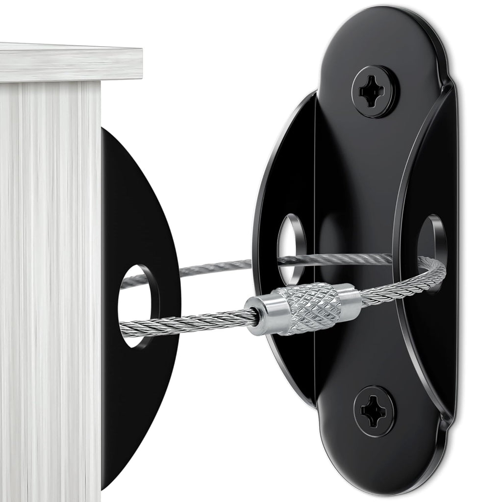 10 Pack Furniture Wall Anchors for Baby Proofing, Anti Tip Furniture Anchors, Secure 400 Pound Furniture, Dresser, Bookcase to Wall Prevent Falling, Earthquake Straps for Child Safety (Black)