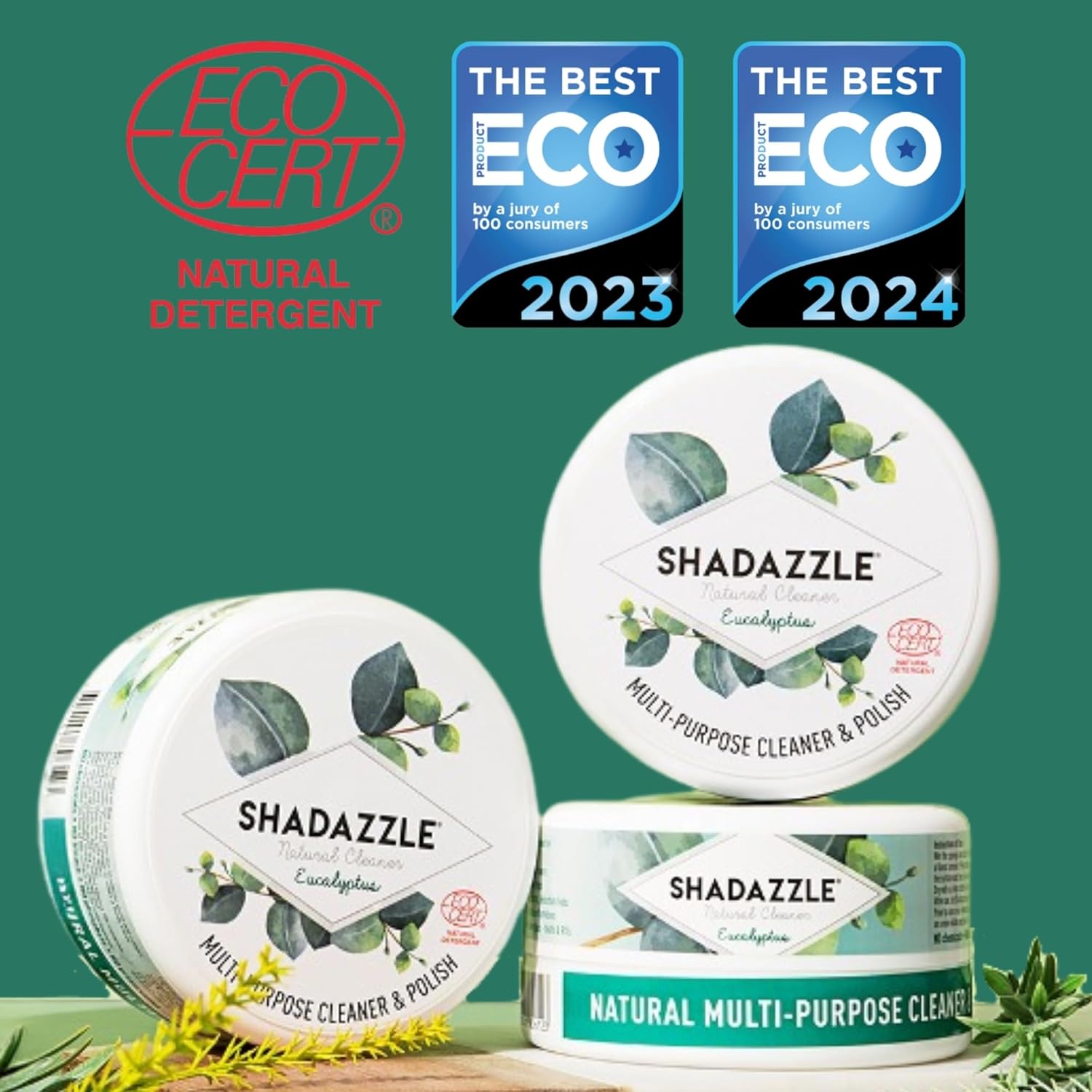 Shadazzle Natural All Purpose Cleaner and Polish – Eco friendly Multi-purpose Cleaning Product (2 Pack, Eucalyptus)