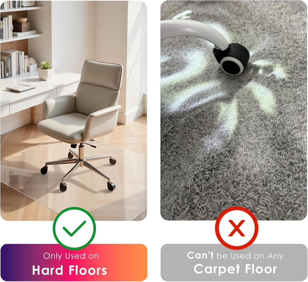 Kuyal Clear Chair mat for Hardwood Floor 46 x 72 inches Transparent Floor Mats Wood/Tile Protection Mat for Office & Home (46" X 72" Rectangle)