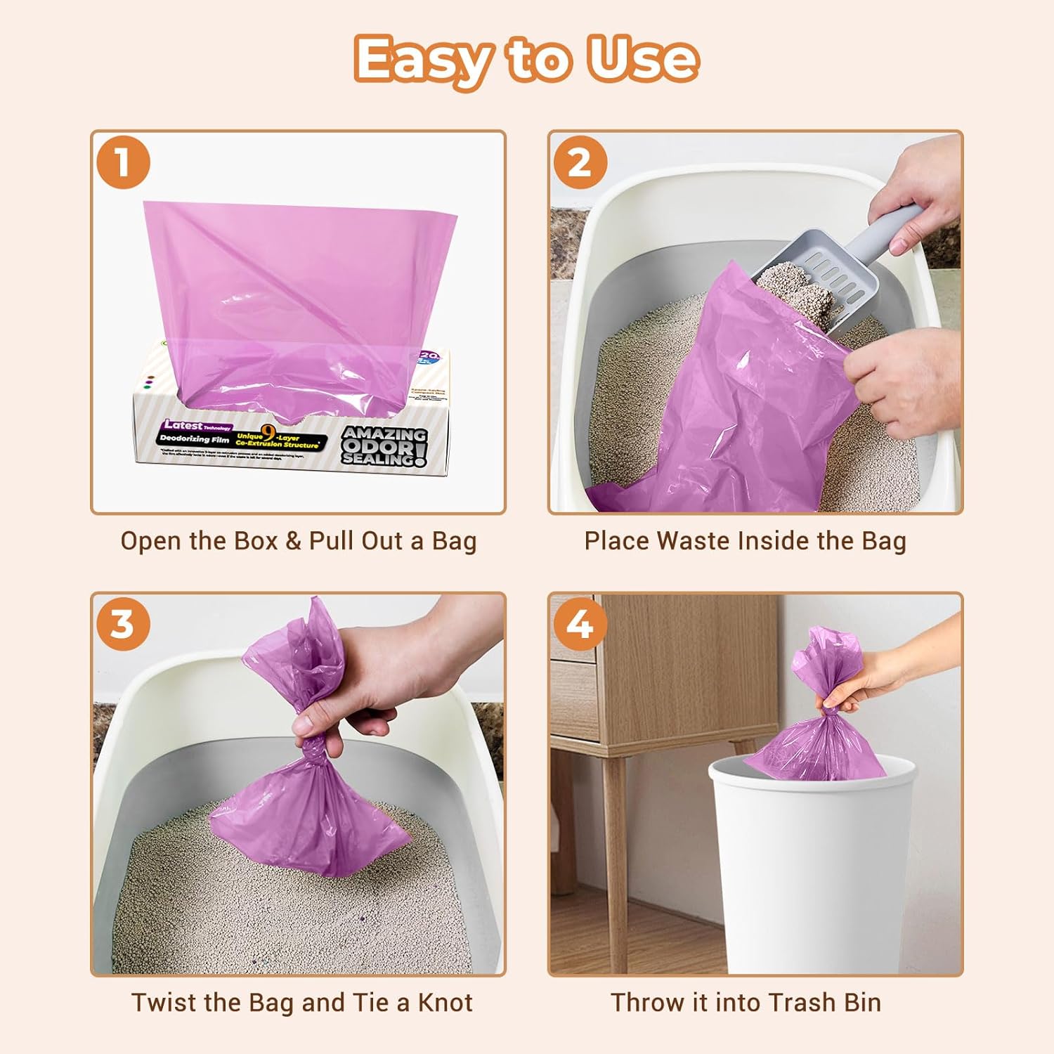 Odor Sealing Small Trash Bags Home & Food Use XL-100 Count Disposable Bags, Durable and Unscented (Color:Blue)