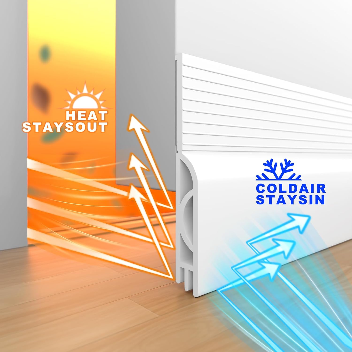 Door Draft Stopper,Door Sweep for Bottom of Door,Weather Stripping Door Seal Draft Guard Blocker Noise Cold Air Insulation Soundproofing for Exterior Interior Home Improvement(White, 78")