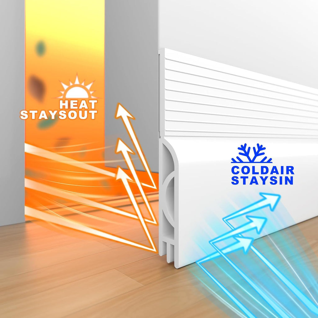 Door Draft Stopper,Door Sweep for Bottom of Door,Weather Stripping Door Seal Draft Guard Blocker Noise Cold Air Insulation Soundproofing for Exterior Interior Home Improvement(White, 39")