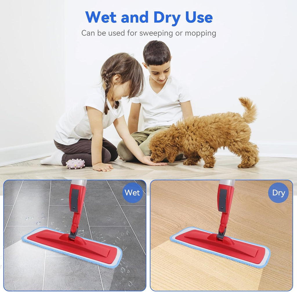 16.5 inch Microfiber Mop Pads for Rubbermaid Reveal Spray Mop and Any 16.5" Flat Mop - 10 Pack 13''-15'' Spray Mop Pad Reusable Washable Replacement Refills - Blue & Green