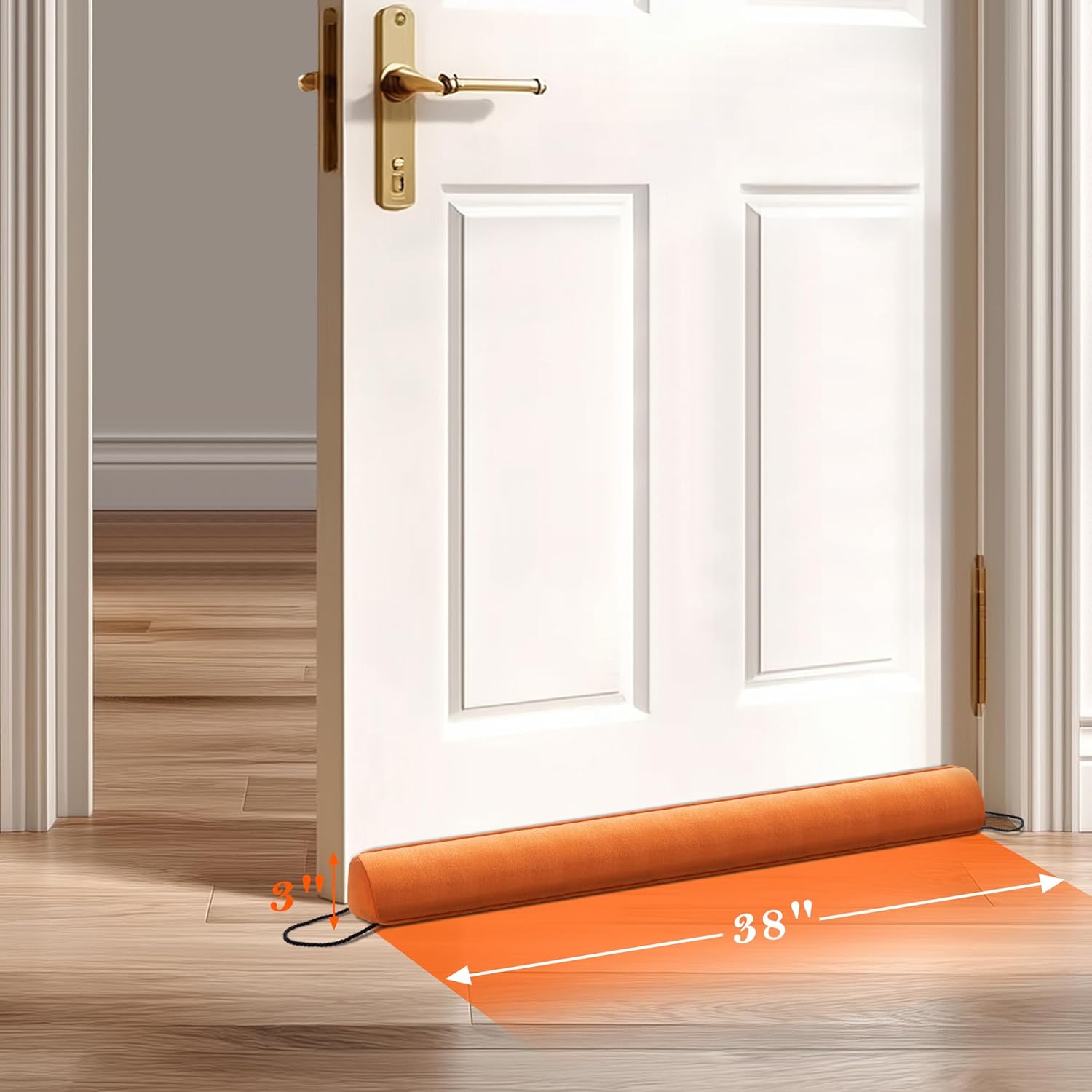 Sunolga 38" Door Draft Stopper Blocks Hot and Cold Air with Removable Washable Cover for Gaps Up to 3", All-Season Seal for Noise, Door Sweep for Bottom of Door and Window, Home Essentials, Orange