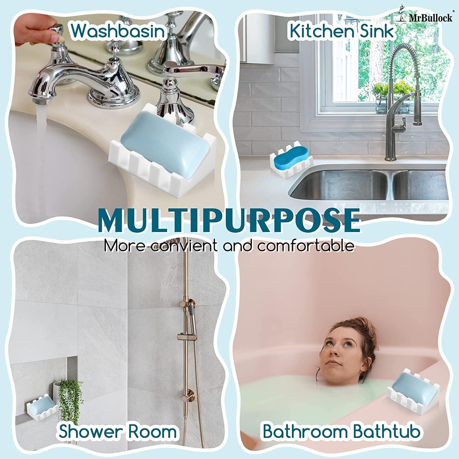 Silicone Soap Dish for Bar Soap Holder for Shower Bathroom Self Draining Waterfall Drying Tray Keep Soap Bars Dry Clean & Easy Cleaning (White, 1)