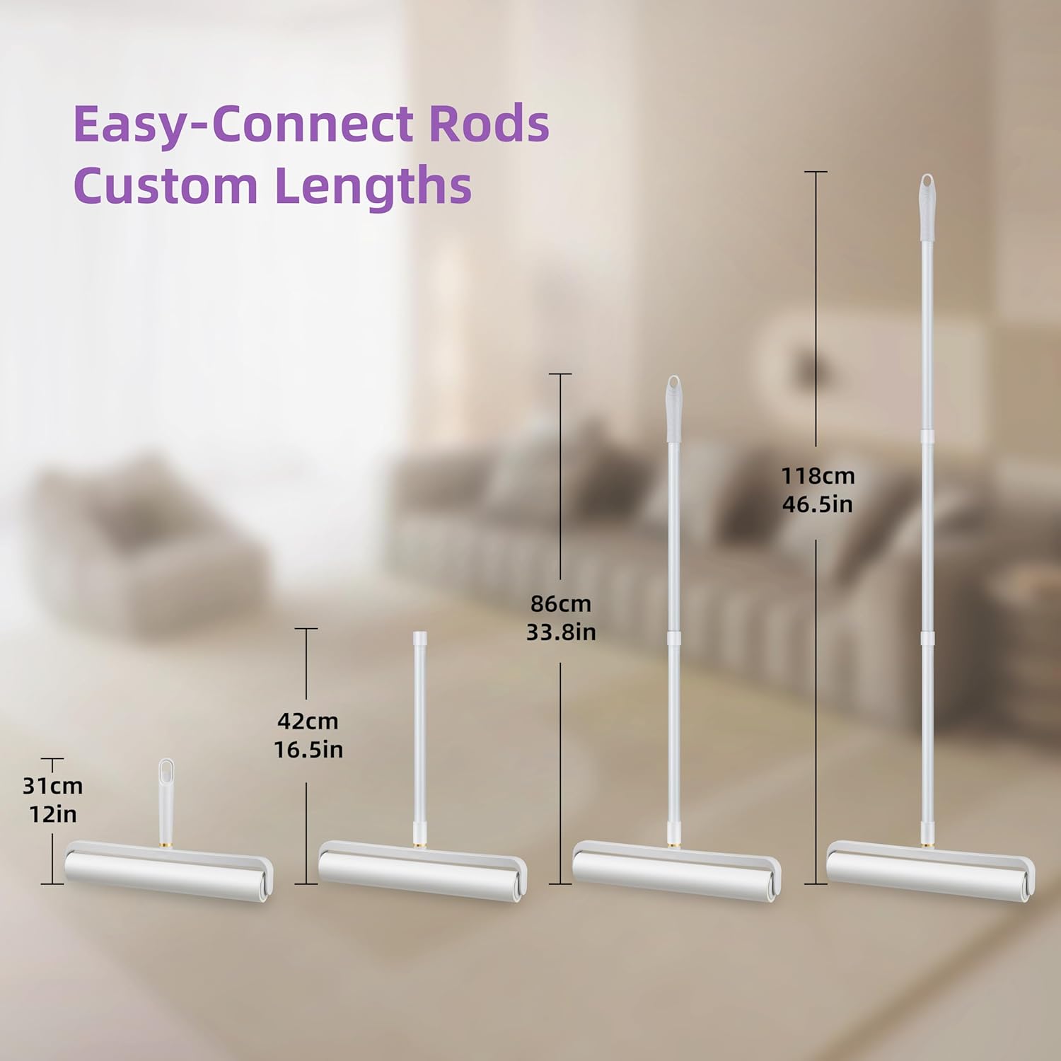 14.17" Extra-Wide Lint Roller Kit with 2 Refills & Dust Cover | Reusable Pet Hair Remover for Furniture, Car, Clothes | Extendable Handle (100 Sheets/Roll) (2)