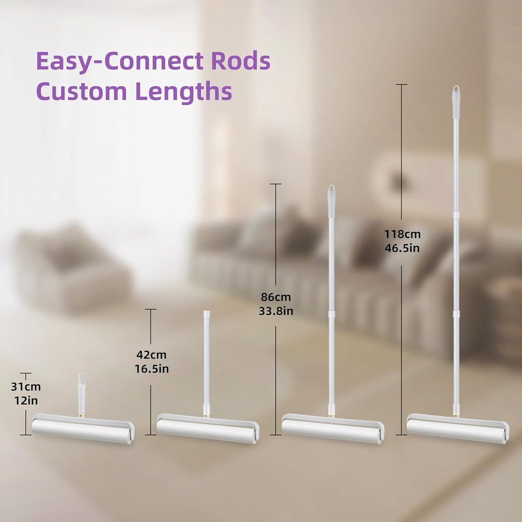 14.17" Extra-Wide Lint Roller Kit with 5 Refills & Dust Cover | Reusable Pet Hair Remover for Furniture, Car, Clothes | Extendable Handle (100 Sheets/Roll) (5)