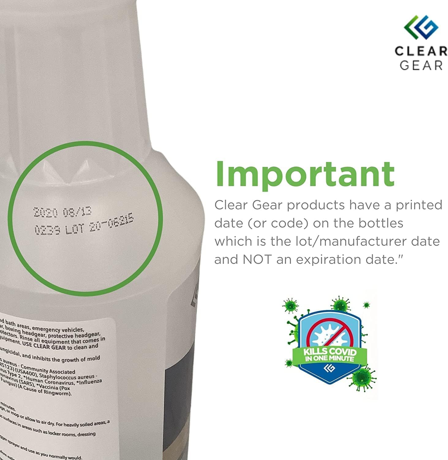 Clear Gear Disinfectant Cleaner, and Deodorizer For Sports Equipment, Gyms, and Fitness Centers - EPA-Registered, Hospital Grade, Made in USA - 1-Pack of 32 Oz Bottle Disinfecting Spray