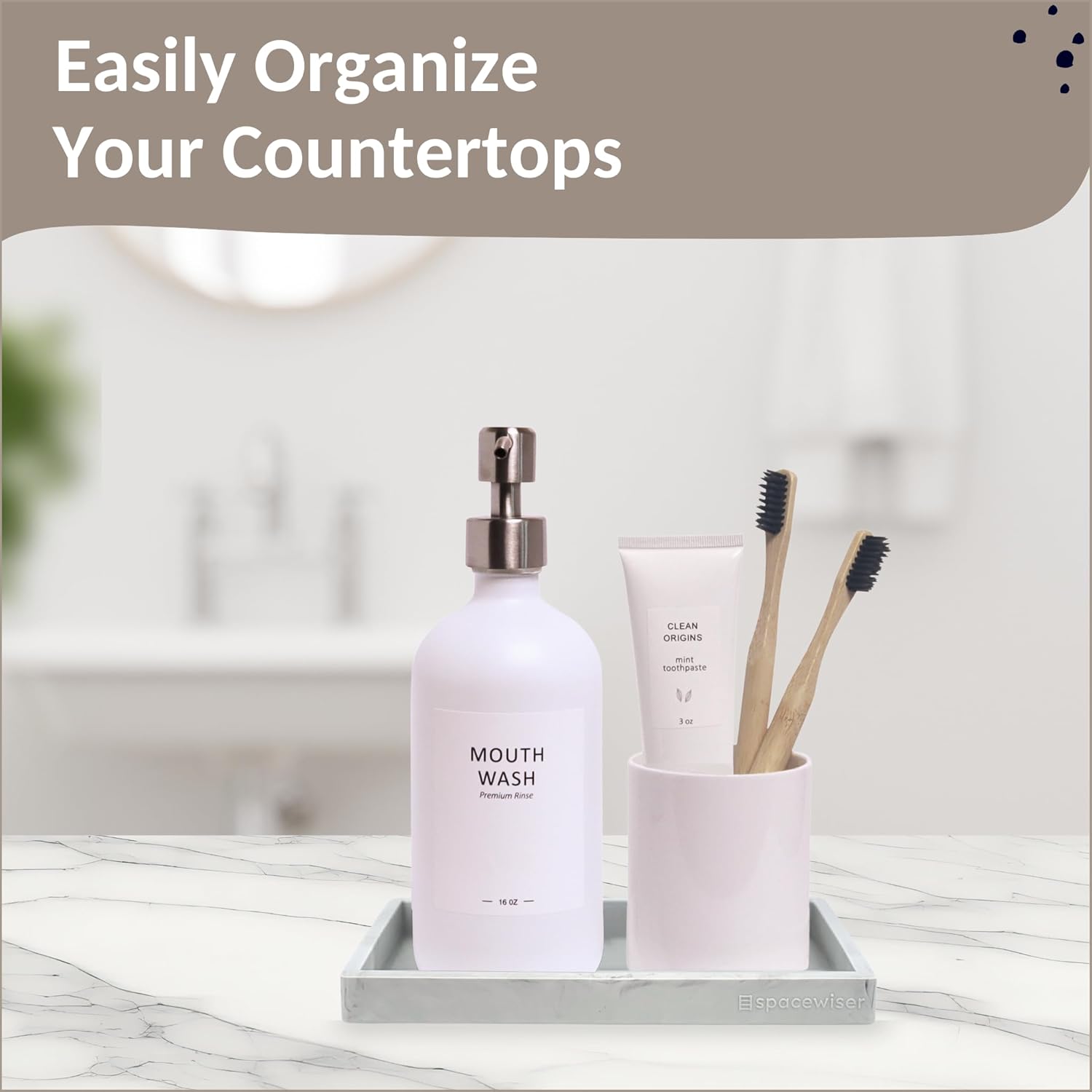 Countertop and Vanity Tray - 2 PC Small 7.7" Silicone Bathroom Trays, Kitchen Soap Tray, Dish Sponge Soap Holder Kitchen Sink Organizer Caddy, Bathroom Counter Trays for Lotion Dispenser