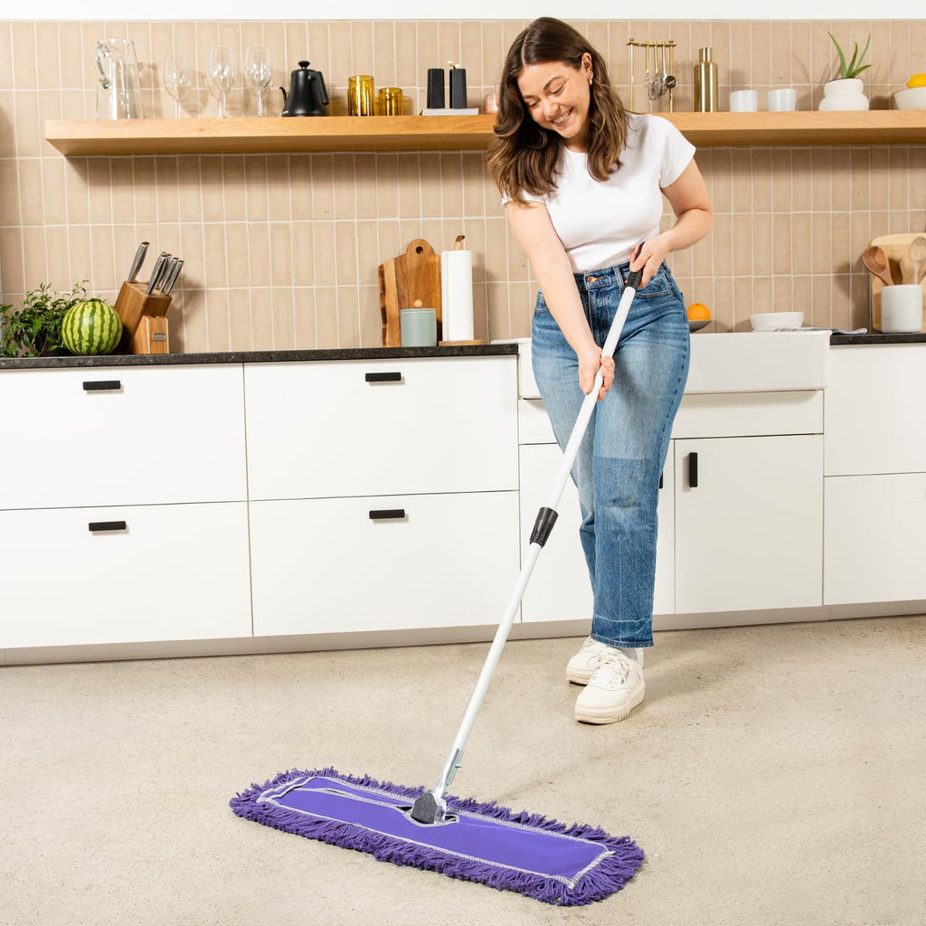 48 Inch Purple Commercial Dust Mop & Floor Sweeper with Extendable Handle – Mop for Hardwood, Tile, and Concrete Floor Cleaning