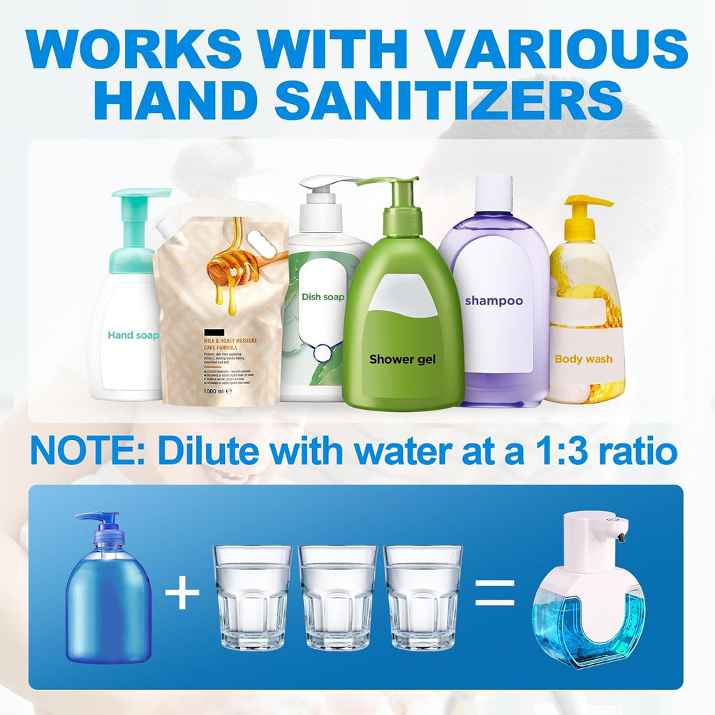 Automatic Foaming Soap Dispenser 15oz/420ml Foaming Hand Sanitizer Touchless Wall Mount with 4levels Adjustable Free Touch Electric Soap Dispenser Rechargeable with Sensor