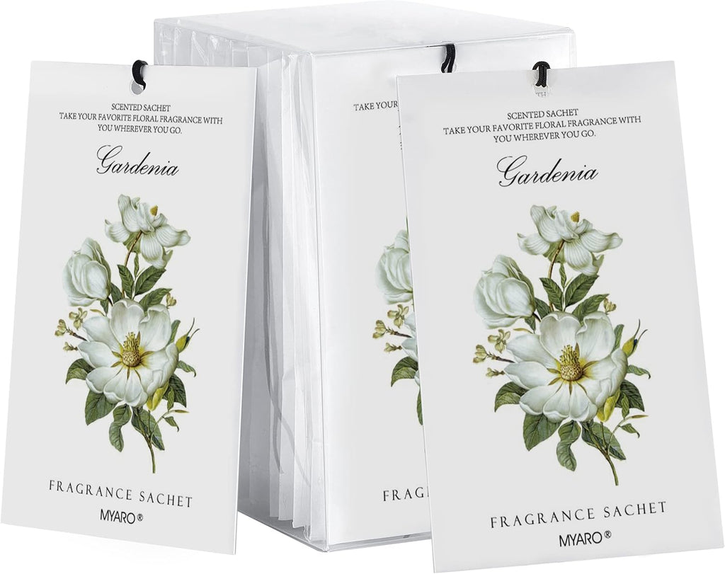 MYARO Scented Sachet House Air Freshener - 12 Pack Long Lasting Gardenia Fragrance Deodorizer for Home Closet Drawer Car