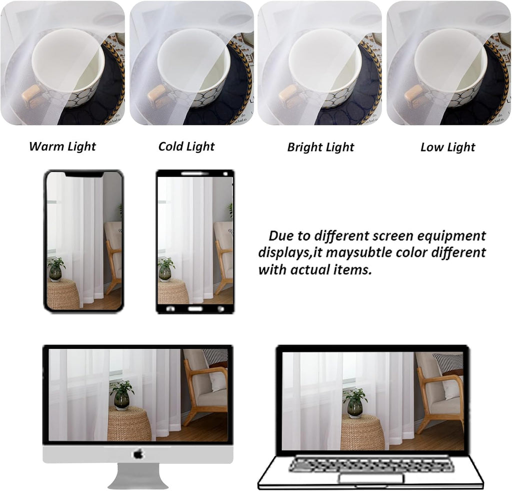 Chyhomenyc Extra Long White Sheer Curtains 144 inch 2 Panels, Translucent Backdrop Window Scarf Drapes for Canopy Bed/Wedding/Living Room/Anniversary, 12FT Length, Each 59Wx144L in, 2PCS