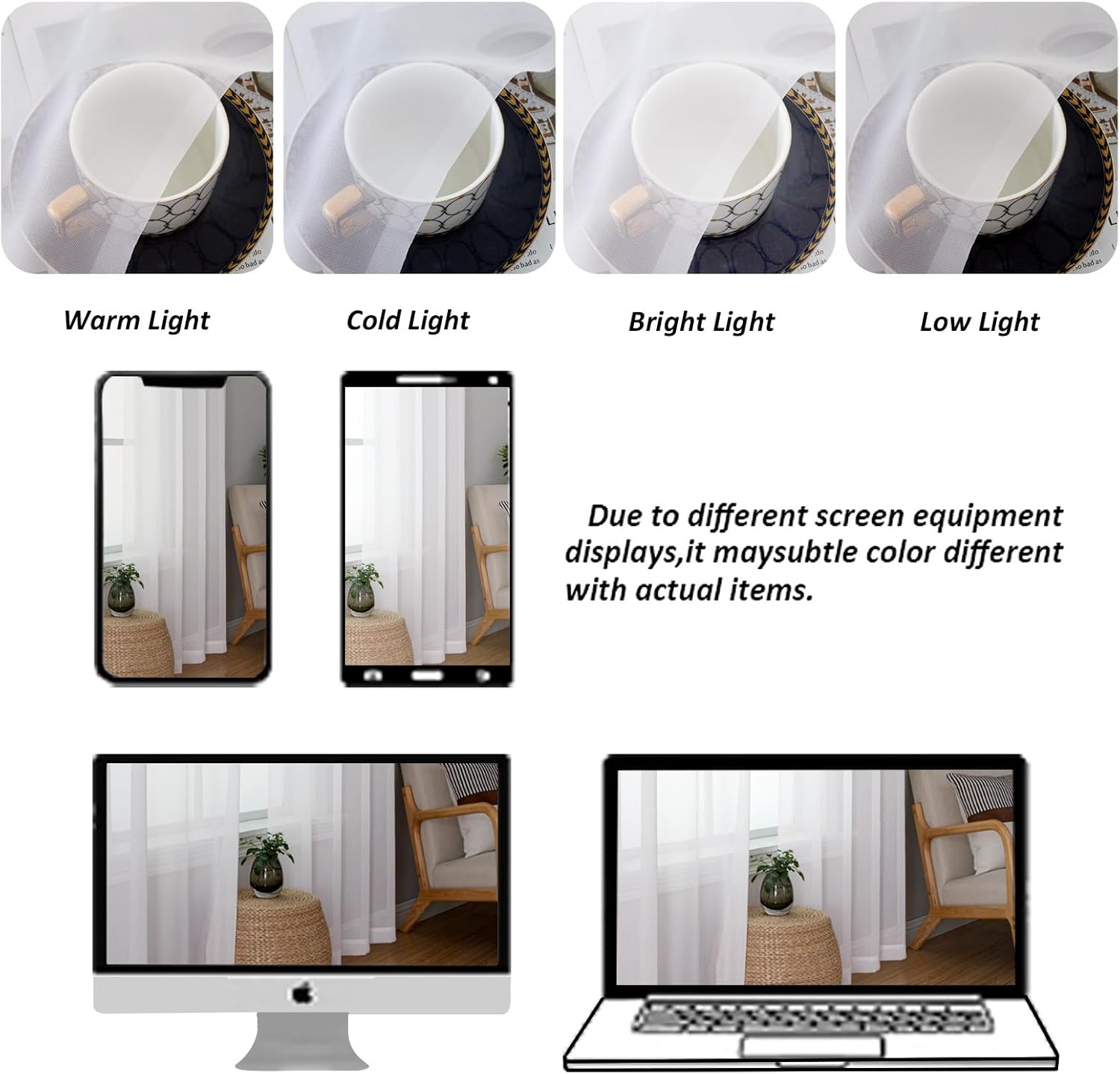 Chyhomenyc White Sheer Curtains 84 Inches Long 2 Panels Set - Light Filtering White Curtains for Living Room, Soft Gentle Voile Rod Pocket Bedroom Window Drapes, 42Wx84L Inch, 2PCS