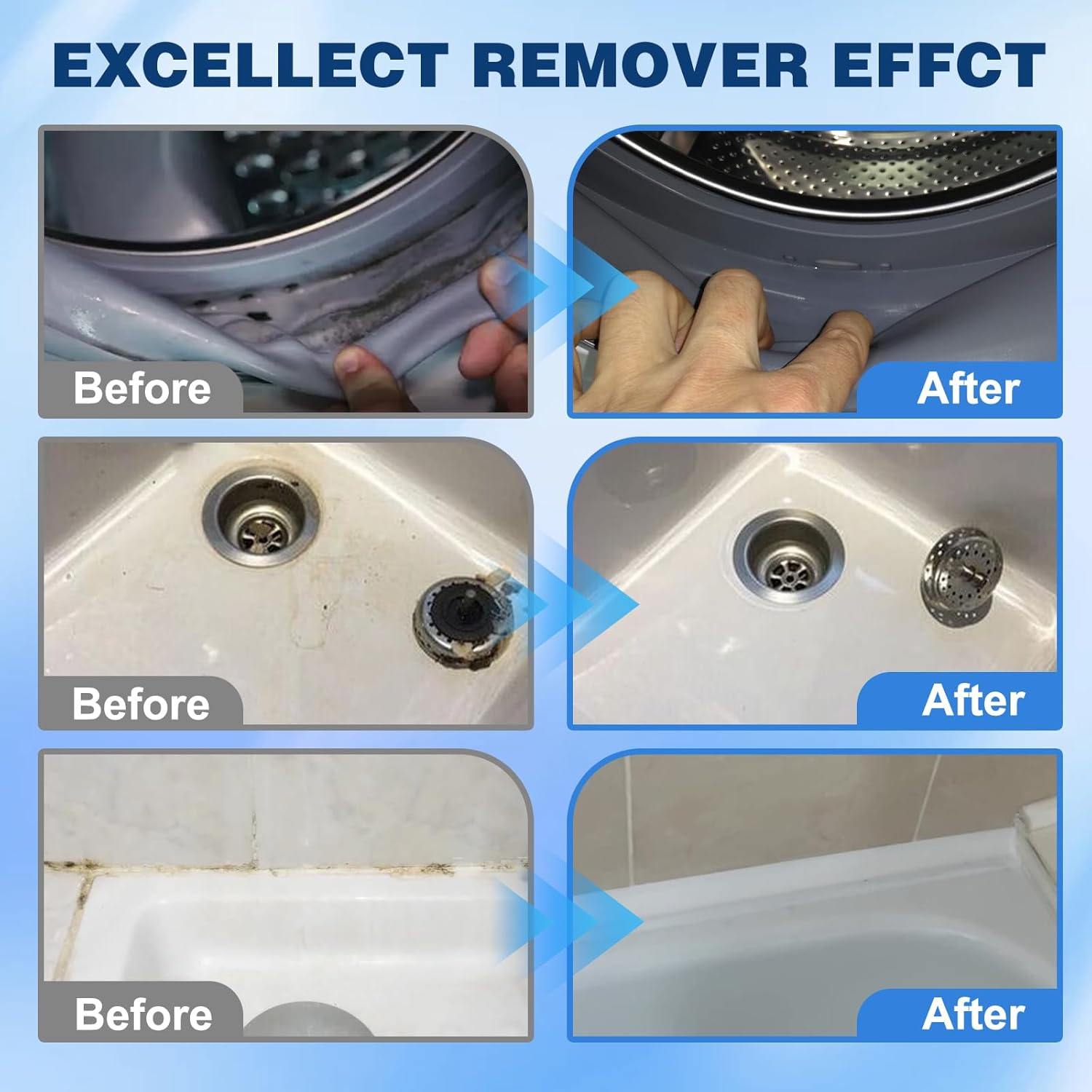 Mold stain removal gel cleaner, washing machine cleaner, washing machine, refrigerator seals, tile caulking agent, kitchen sink bathroom cleaning caulking agent suitable gel