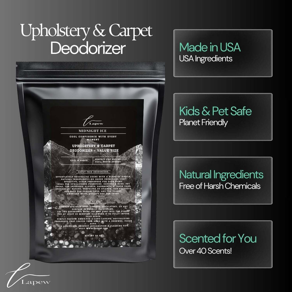 Midnight Ice Carpet Freshener Powder Refill 36 oz | Powerful Odor Eliminator for Home | Upholstery Deodorizer | Carpet Deodorizer | Pet Urine | Cat Litter Box | Black Ice Fragrance