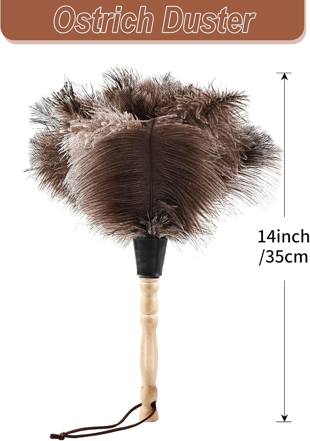Ostrich Feather Duster 14" Natural Handheld Reusable Feathers Dusters with Wooden Handle for Cleaning Supplies Home Car Office(3PCS)
