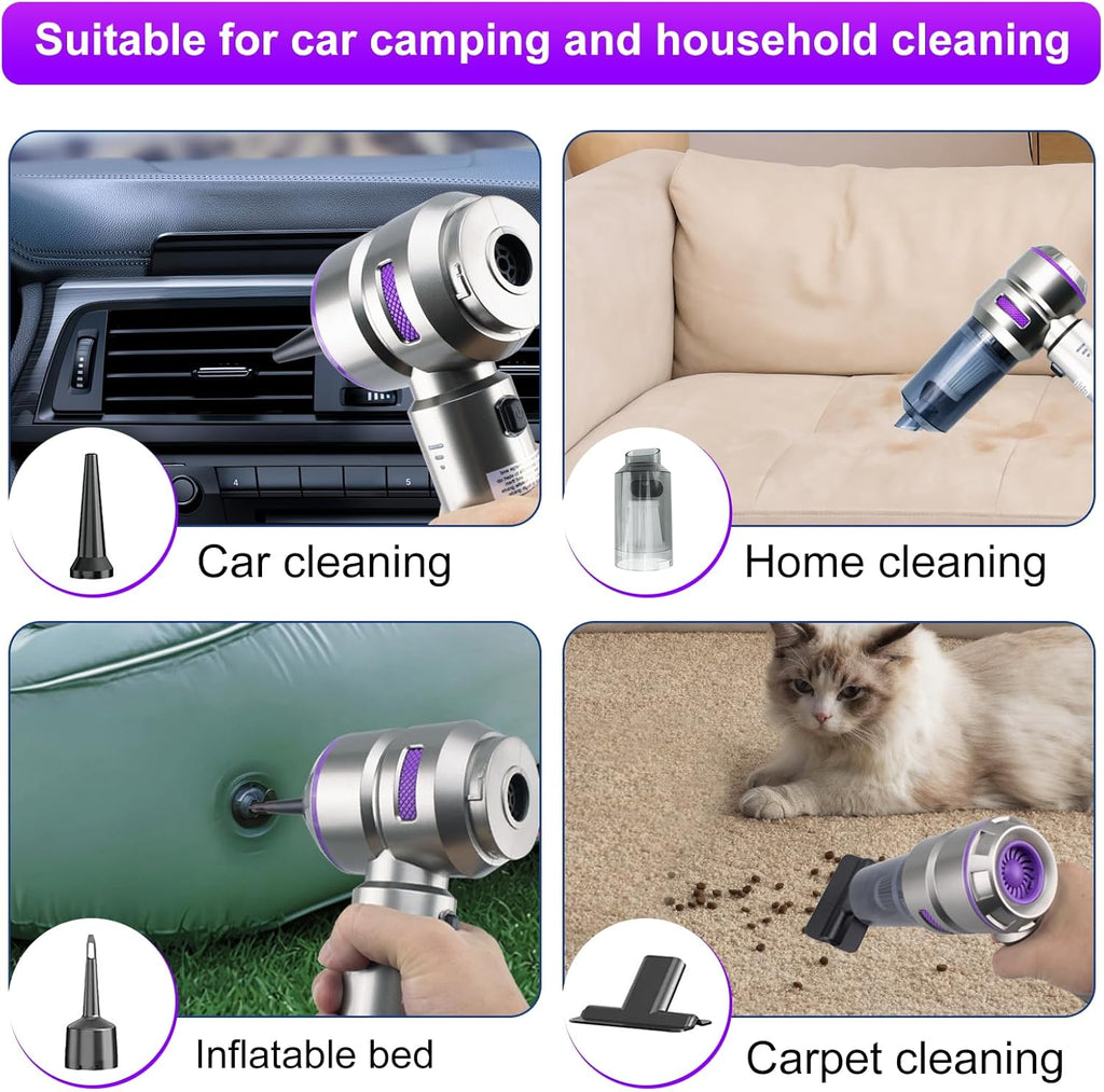 Car Vacuum Portable Cordless, 21000Pa Strong Suction Handheld Vacuum, 100W Auto Vac for Car Detailing, Home, RV Camping Use with 6000mAh Battery, Type-C Fast Charge & Blower Function
