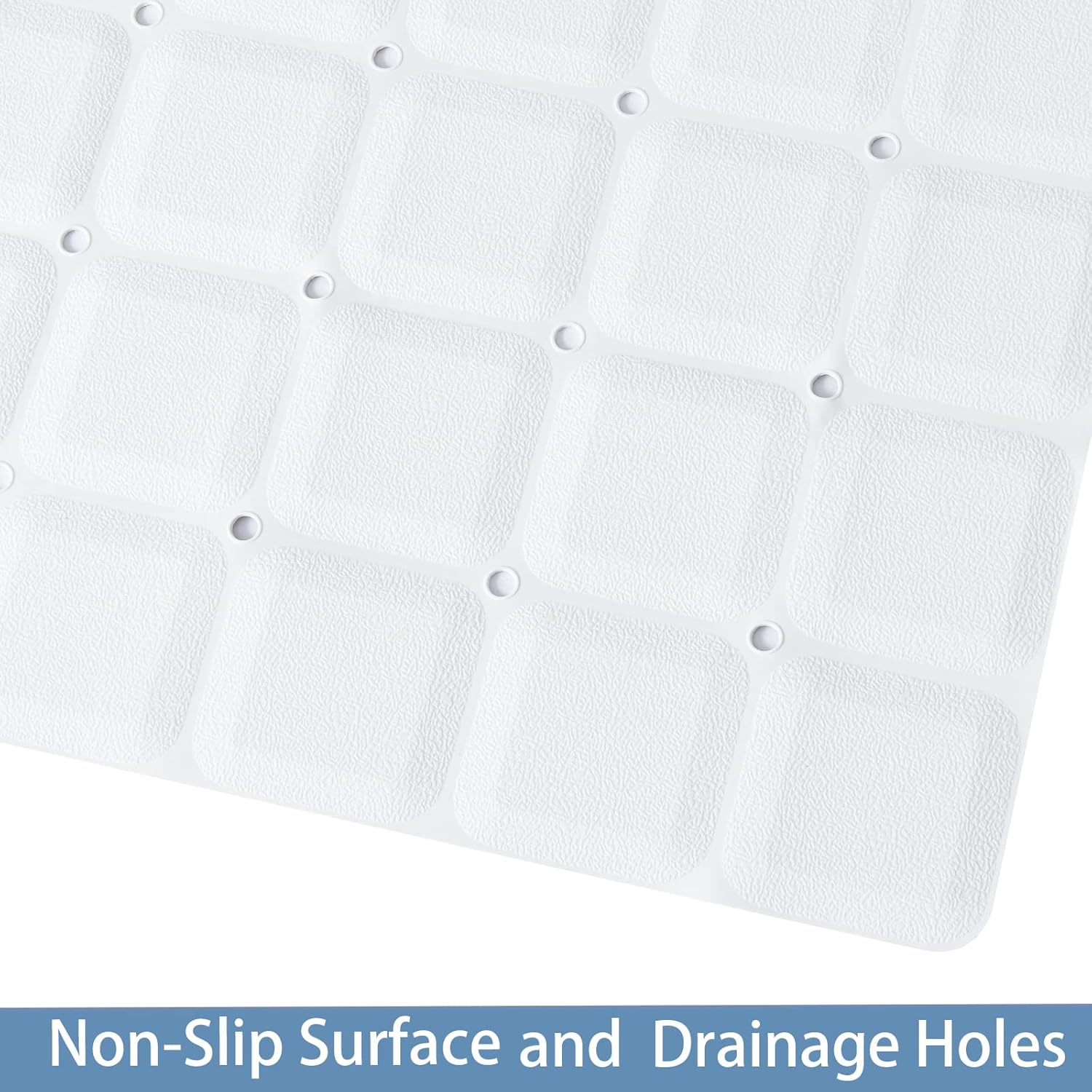 Foldable Silicone Bathtub Mat: Jumbo Size Heavy Duty Safety Bath Mat for Tub Without Suction Cups Non Slip Bath & Shower Mat for Textured, Reglazed, Refinished Tub (White, 35.8 x 17.7)