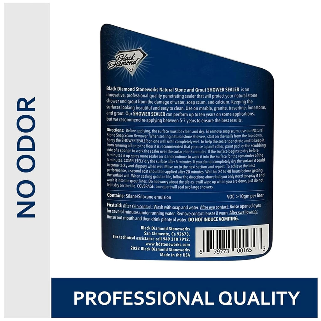 Black Diamond Stoneworks Shower Care Essentials –Natural Stone Shower Sealer, Glass Cleaner Spray & Soap Scum Remover – Professional Protection & Easy Cleaning for Bathrooms (3 Pack)