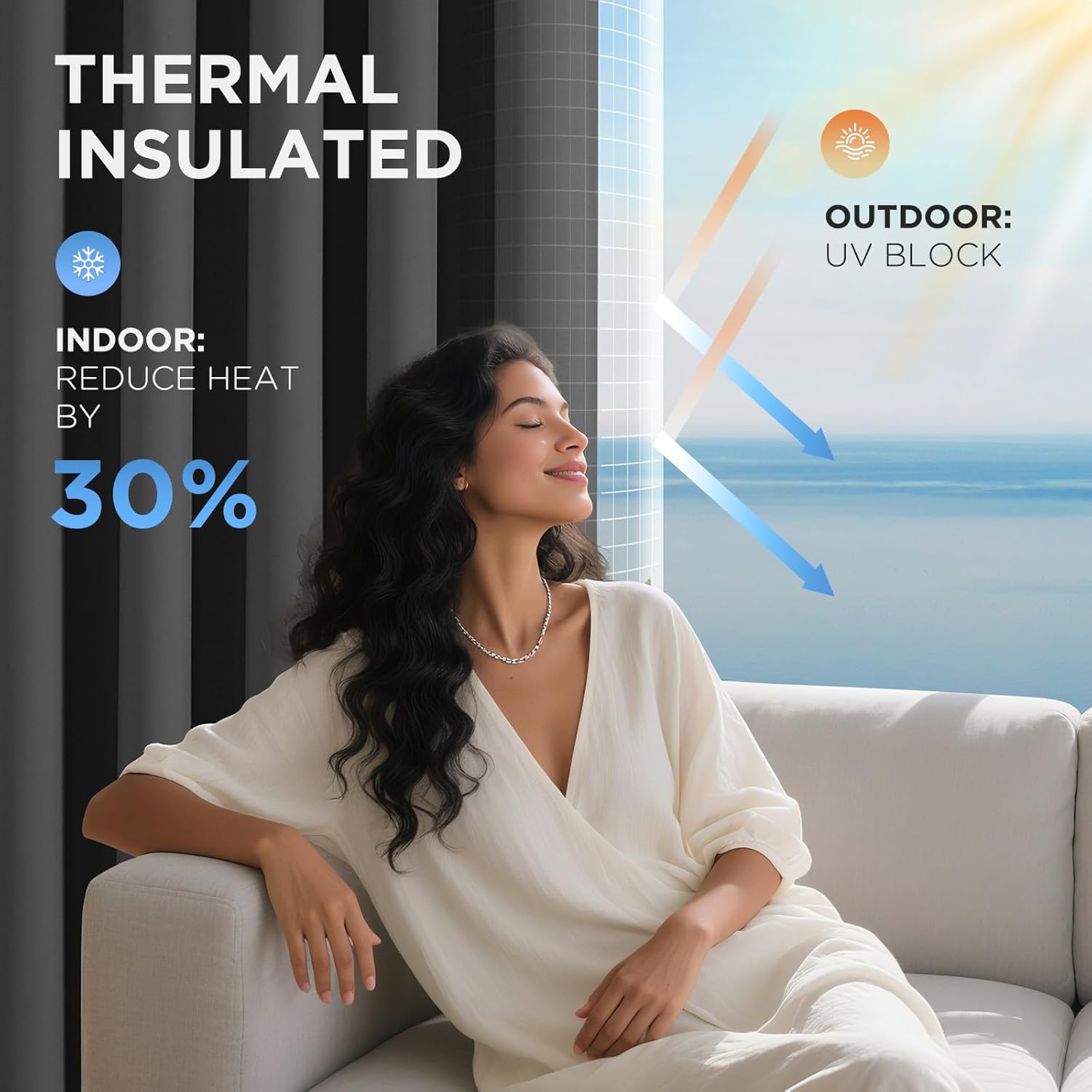 Joydeco Blackout Patio Sliding Door Curtains 90 Inches Long, Grommet Privacy Room Divider Curtains, Extra Wide Thermal Blackout Drapes for Bedroom Living Room (Grey, 100Wx90L, 1 Panel)