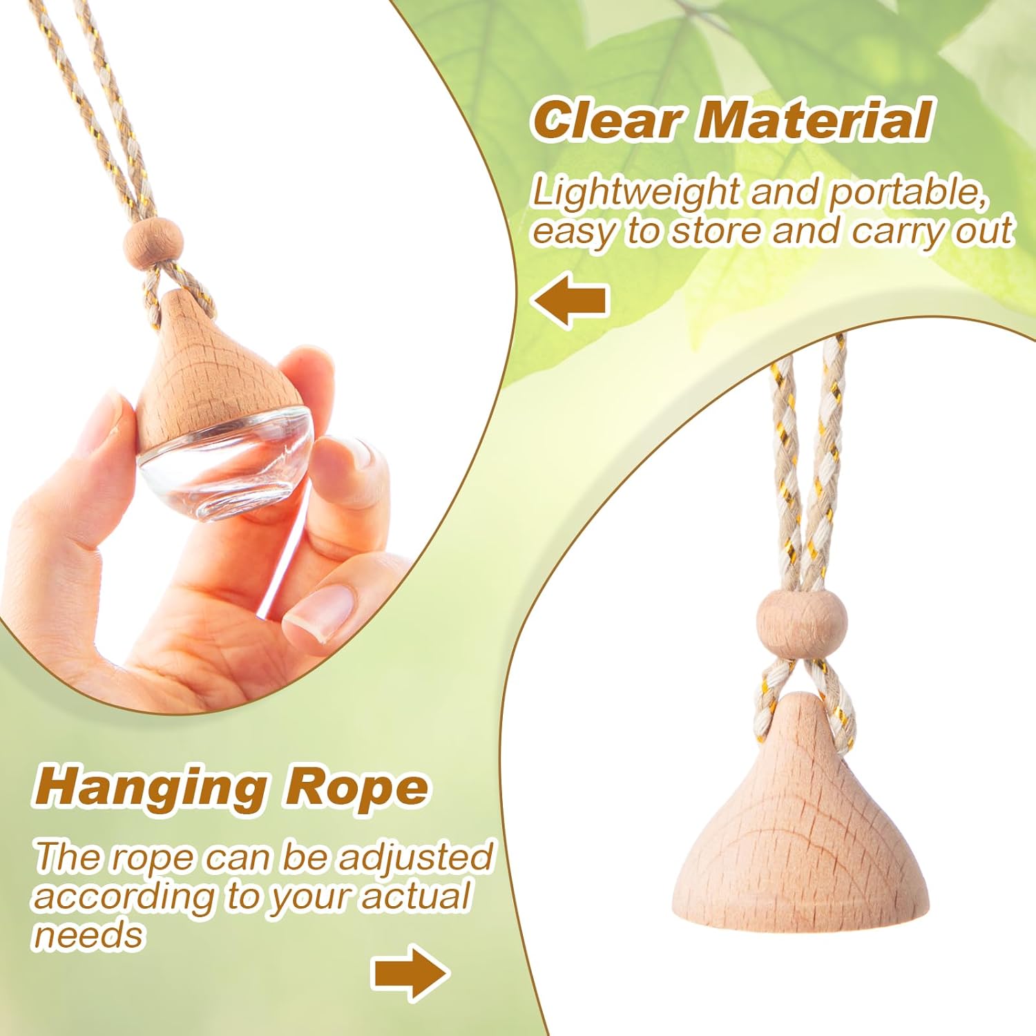 BBTO 50 Pcs Hanging Car Air Freshener Car Diffuser Bottles Empty Glass Perfume Bottle Freshener Diffuser Bottle Pendant for Essential Oil Fragrance Aromatherapy Bottle Ornament(Water Drop)