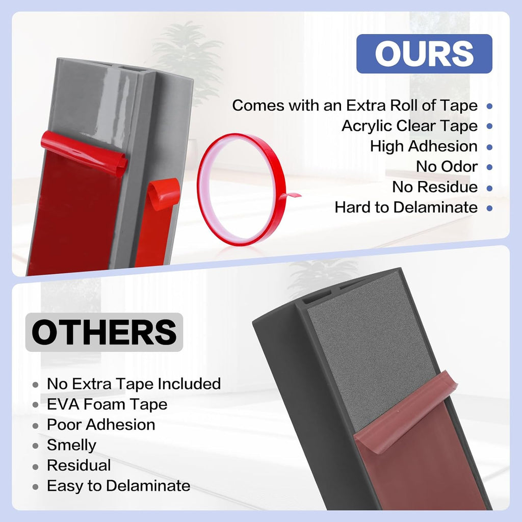 Floor Transition Strip Vinyl Door Threshold Ramp Self Adhesive Carpet Edging Strip Doorway Edge Trim, Overlap Edge Reducer for Laminate Carpet, Floor, Tile (Gray, 1/5" to 2/5", 3.3Ft)